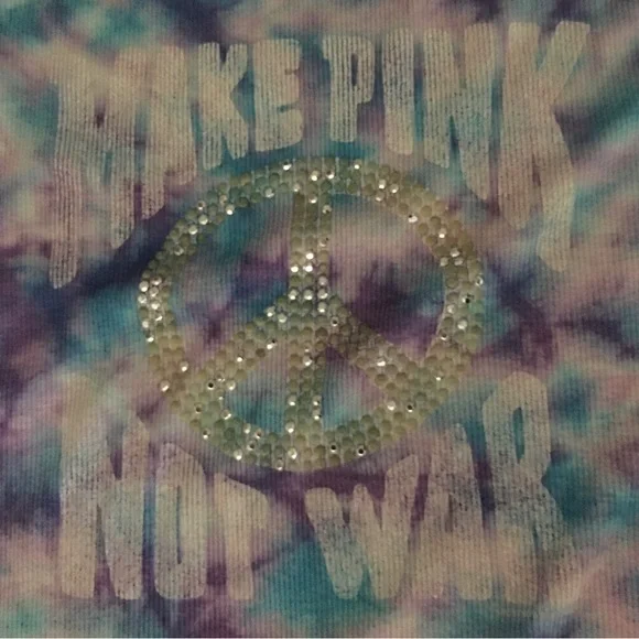 💙☮️Tie-Dye Tank Top with Bling Peace Sign- SzSmall - Picture 3 of 10